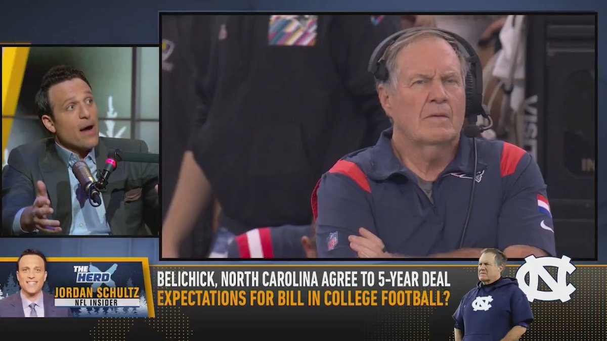 .Jordan Schultz on Bill Belichick agreeing to 5-year deal with UNC: "The market was simply not what he thought it would be."
