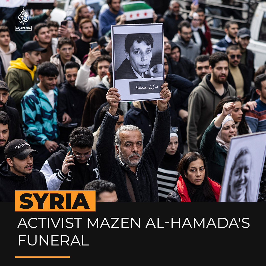 Hundreds gathered in Damascus to mourn Syrian activist Mazen al-Hamada, whose mutilated remains were discovered after his 2020 imprisonment for opposing the Assad regime.