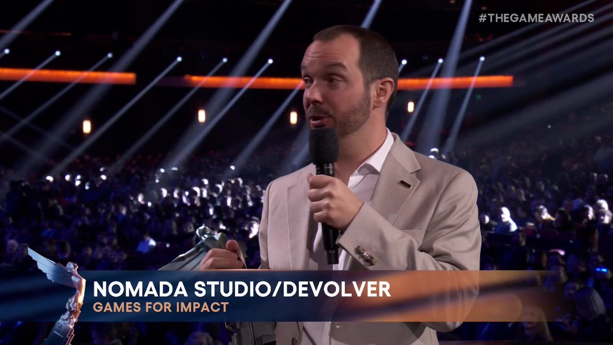 GGs to Neva for taking the trophy for Games For Impact at #TheGameAwards! Team ASOBI Devolver Digital