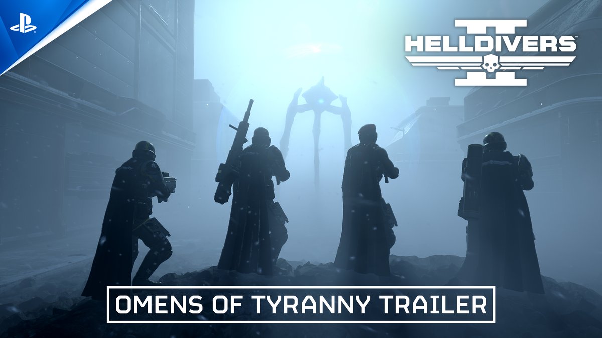 Helldivers, join the fight against the Omens of Tyranny! The newest major update featuring the return of the Illuminate faction, is now live! High Command has ordered all Helldivers to report to their Super Destroyers – time to give these squids hell.