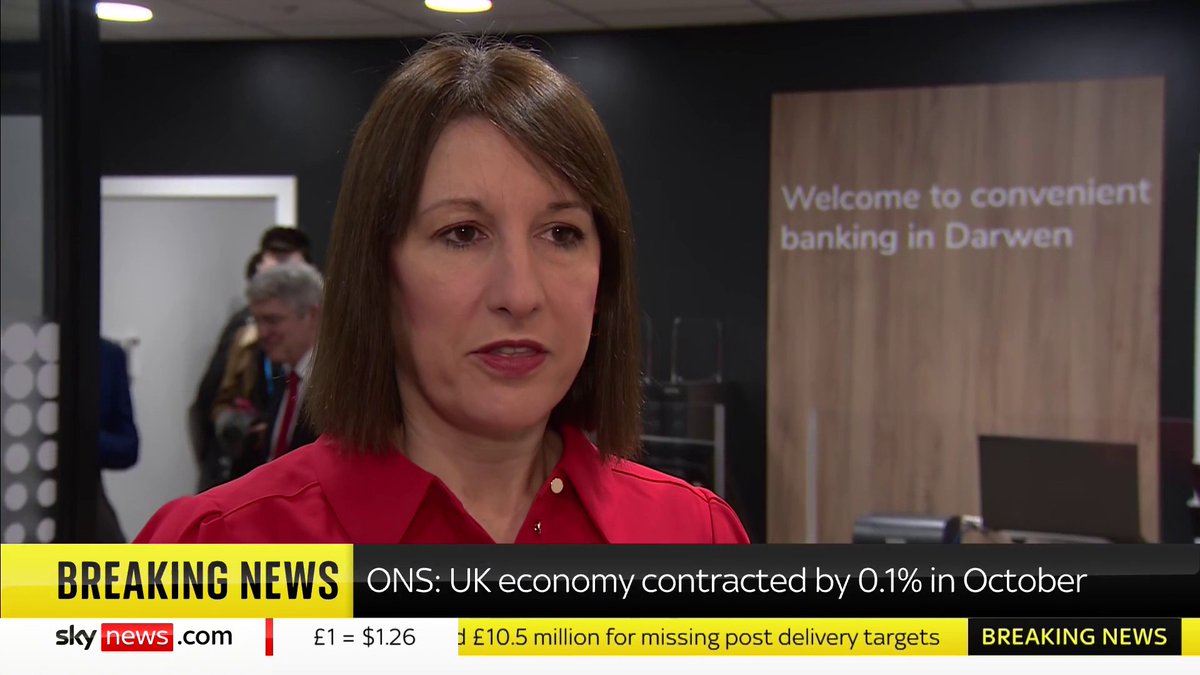 "The numbers on GDP are disappointing." Chancellor Rachel Reeves hopes GDP figures will "start to improve" in the coming months, after ONS figures revealed the UK economy had contracted by 0.1% in October 📺 Sky 501, Virgin 602, Freeview 233 and YouTube