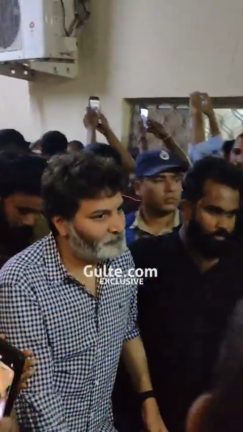 Director #Trivikram with #AlluArjun, at Nampally Court.