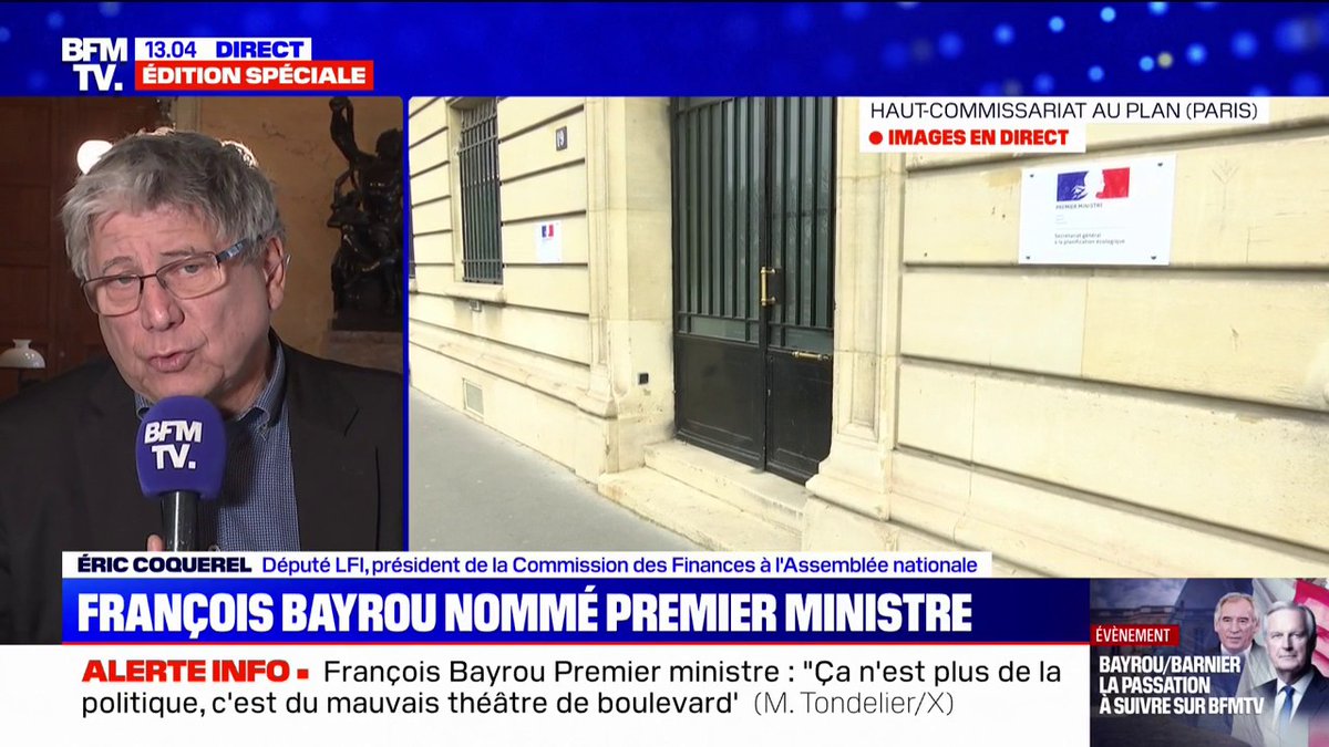 François Bayrou Premier ministre: "Nous allons le censurer, on va jouer notre rôle d'opposants", affirme Éric Coquerel (LFI)
