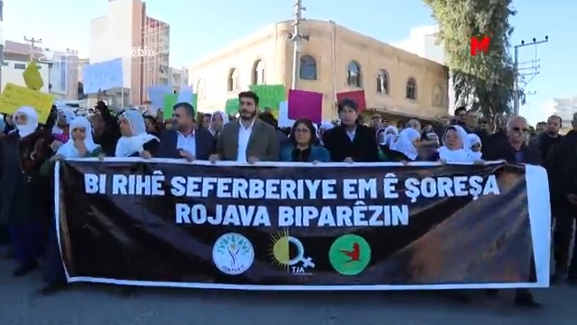 QAMIŞLO SINIRINDA NÖBET: ROJAVA DEVRİMİ’Nİ KORUYACAĞIZ Kuzey ve Doğu Suriye sınırında bulunan Nisêbîn’de saldırılara karşı nöbet eylemi başlatıldı. Nöbet öncesinde yapılan açıklamada “Seferberlik ruhuyla Rojava Devrimi’ni koruyacağız” mesajı verildi