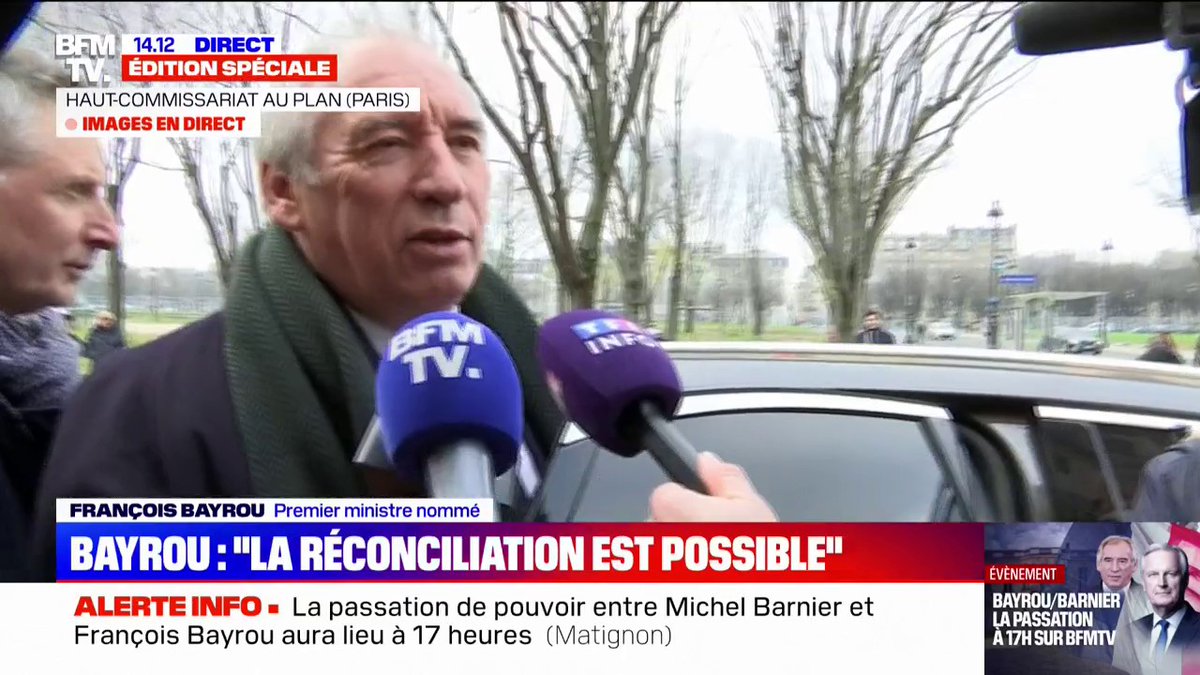 🇫🇷 FLASH - "Enfin, les ennuis commencent", lâche François Bayrou, en référence à François Mitterrand, pour ses premiers mots en tant que Premier ministre. (BFMTV)
