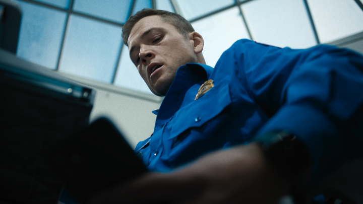 Taron Egerton and Jason Bateman face off in CARRY-ON. When a TSA officer is handed an earpiece by a stranger, he must follow every deadly instruction in order to save his girlfriend. Directed by Jaume Collet-Serra.