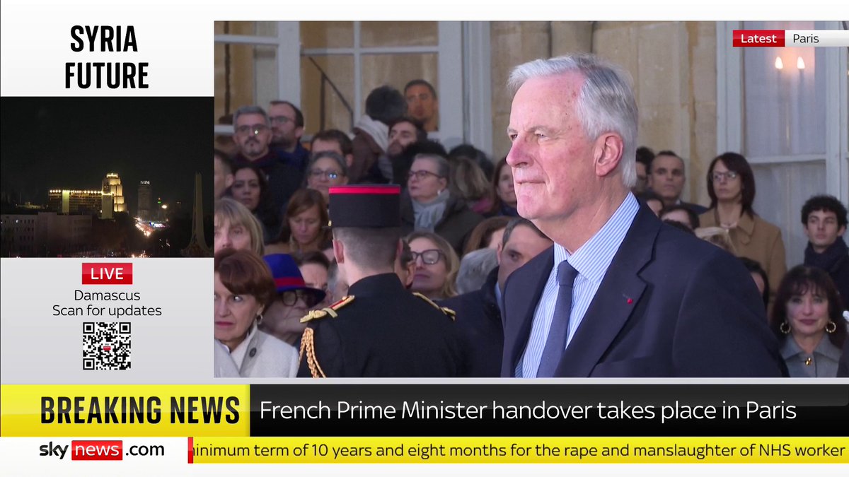 BREAKING: A handover ceremony is taking place in Paris after Francois Bayrou became the new prime minister of France following Michel Barnier's resignation. 📺 Sky 501, Virgin 602, Freeview 233 and YouTube
