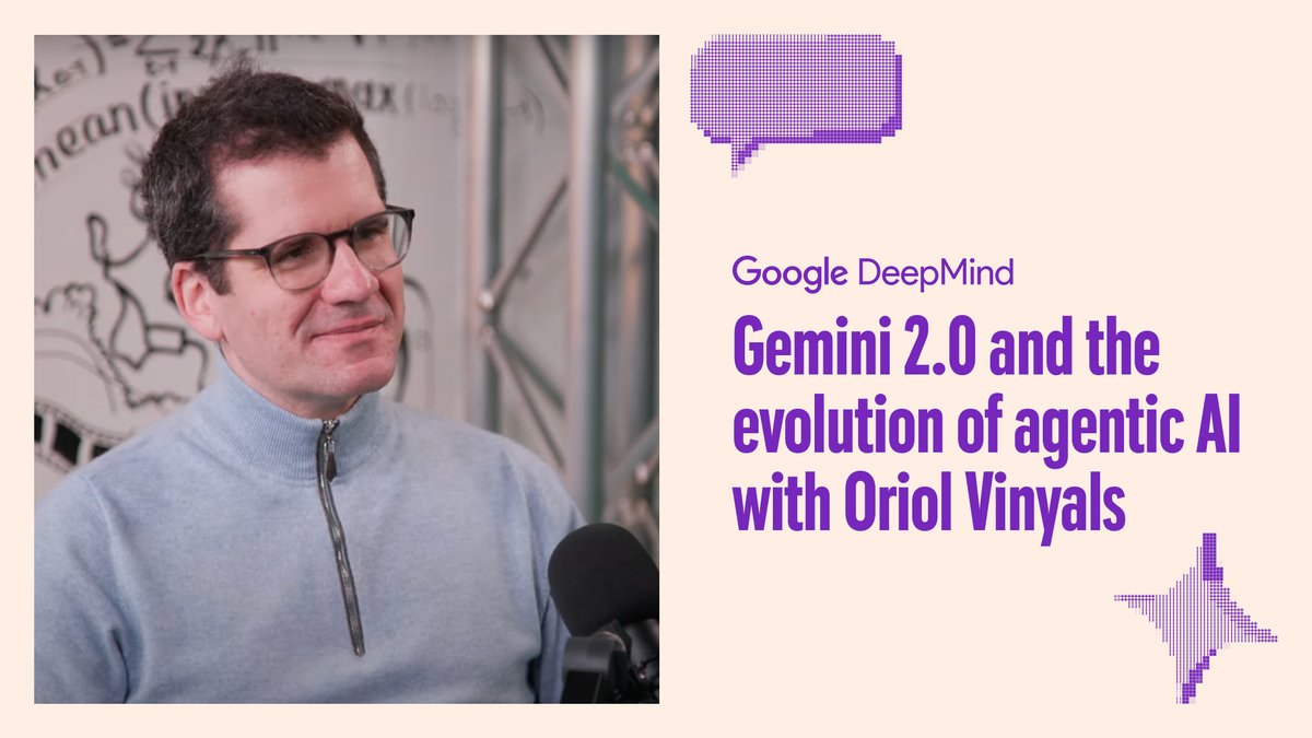 Join our VP (Drastic) Research, Gemini co-Tech Lead Oriol Vinyals and our podcast host Hannah Fry as they discuss the evolution of our AI models, from AlphaGo to Gemini. They also cover agentic capabilities and why giving AI access to tools could lead to a new era of problem-solving. Listen now ↓ Timecodes: 00:00 Intro 02:30 Games and early AI agents 04:28 Weights 09:27 Architectures and a digital brain 10:24 Agentic behaviour 13:31 Digital body 14:09 Scaling 19:02 Data 20:59 Complex understanding and knowledge 25:14 Post training challenges 30:43 Reasoning 33:11 Planning 34:19 Systems 2 37:00 Memory 40:54 Gemini and agentic capabilities