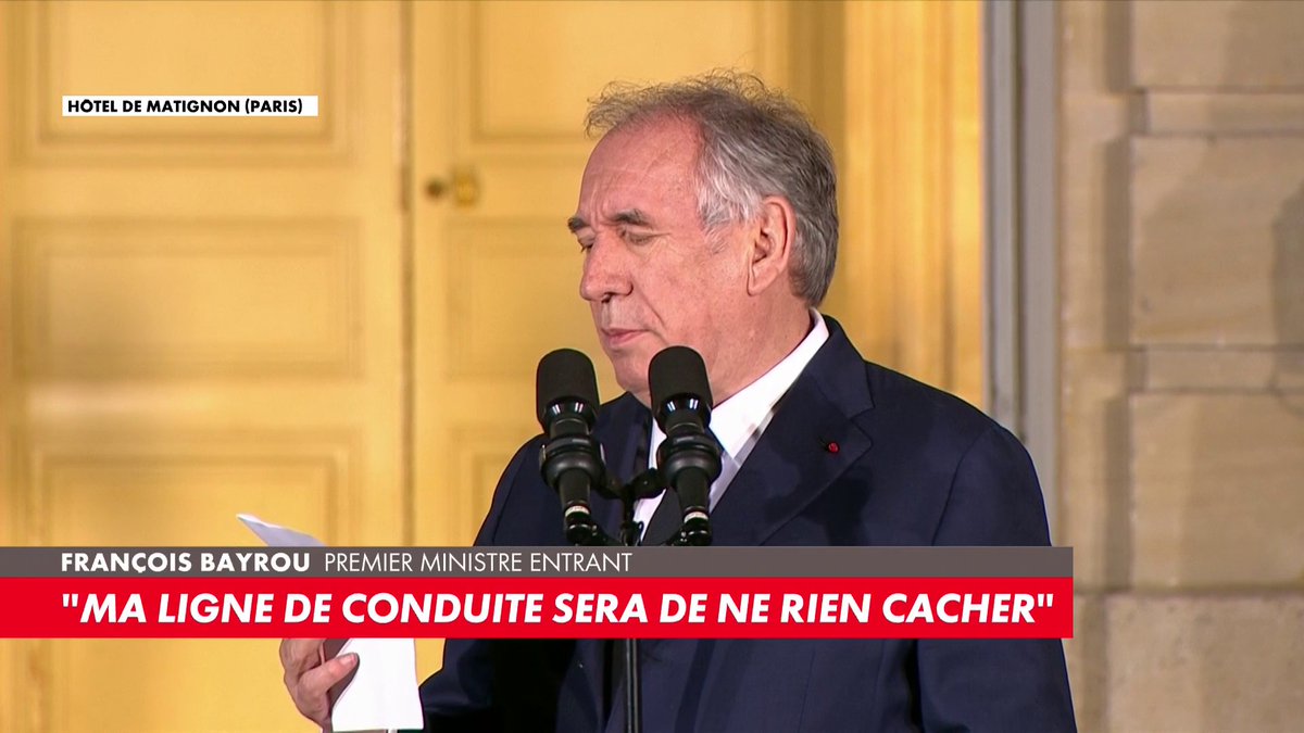 François Bayrou : «Ma ligne de conduite sera de ne rien cacher, de ne rien négliger et de ne rien laisser de côté»