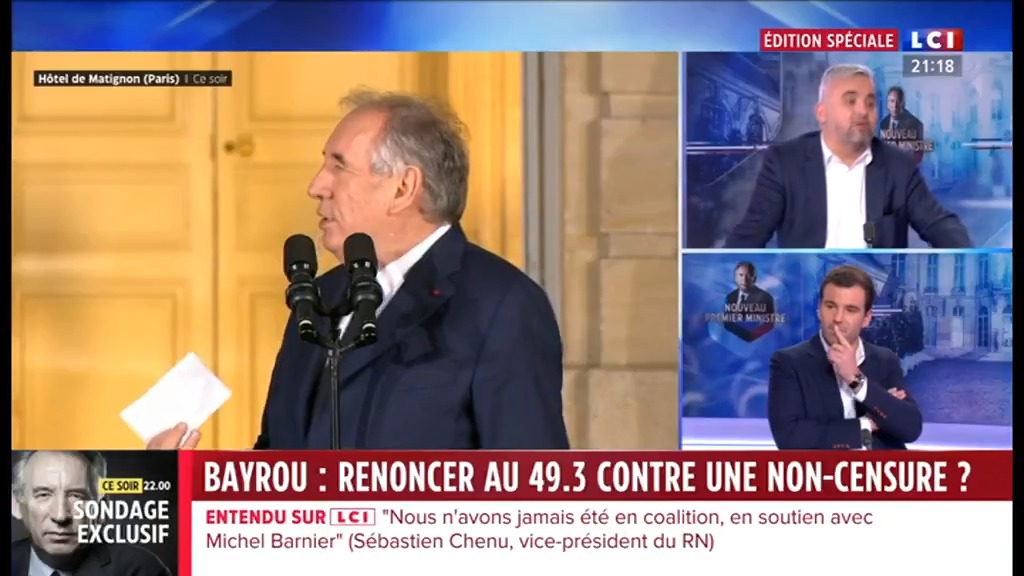 #Bayrou ne peut pas utiliser le 49.3. S'il brutalise les troupes de madame #LePen il se prend une motion de censure et il s'en va. Il doit avoir la bienveillance du #RN pour survivre ! Je milite pour passer à une 6ème République qui interdira notamment cet outil autoritaire. #LCI