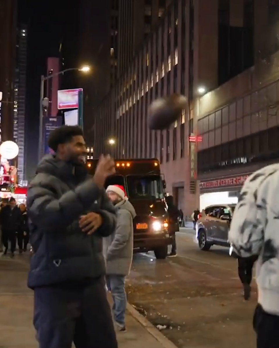 Shedeur Sanders and Malik Nabers linked up in NYC and were throwing the football in the streets 🔥 (via Well Off Media/YouTube)