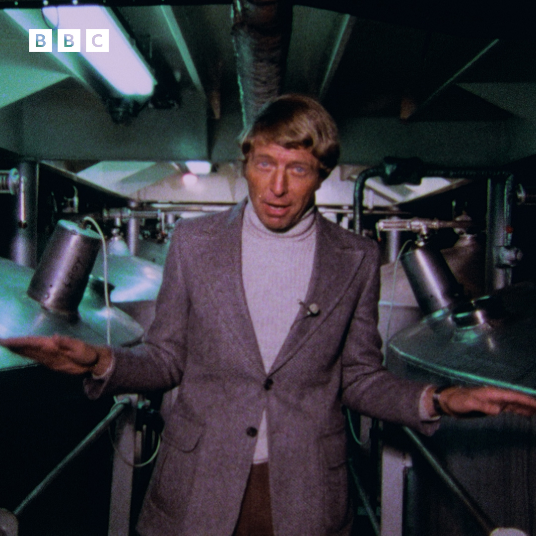 Back in 1975, Willliam Woollard reported on the only beer to be transported by sea, as over a million pints of the still fermenting black stuff made its way from Ireland to England via the Lady Patricia. #bbcarchive #tomorrowsworld #guinness