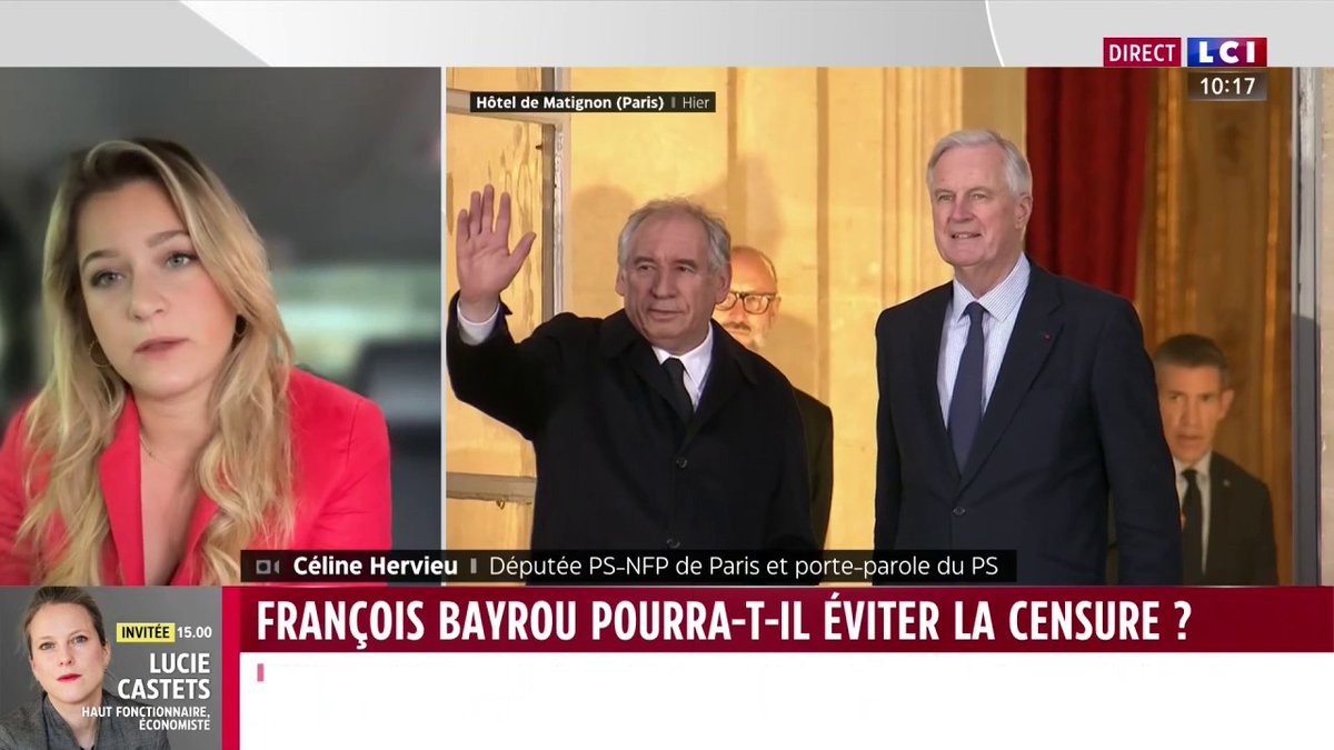 L'accord de non-censure "doit se faire sur la base de compromis entendus par le nouveau Premier ministre" : Céline Hervieu, porte- parole du PS qui mentionne "les services publics, la justice fiscale et la suspension de la réforme des retraites" ▶️ Avec Paola Puerari ⬇️