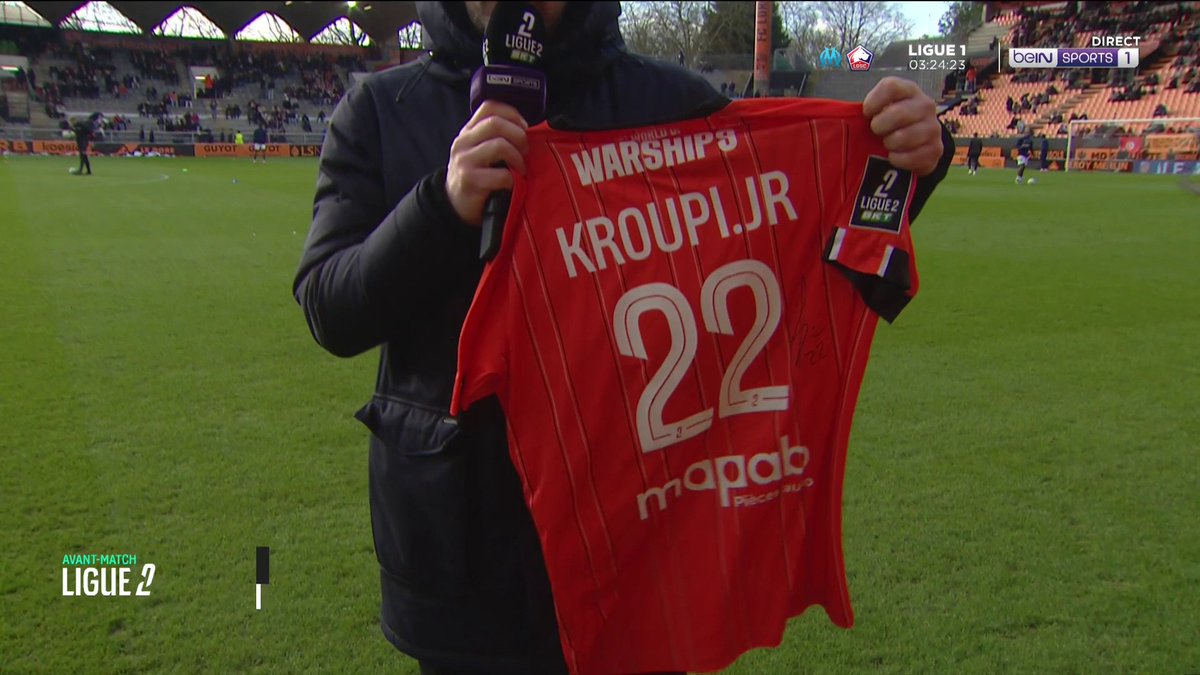 [🎁CONCOURS] ⚽️ #FCLPFC 🔮 Donnez votre pronostic pour FC Lorient - Paris FC via #beINLIGUE2 👕 Le maillot dédicacé de Éli Junior Kroupi (FC LORIENT 🐟) est à gagner ! 👉 Follow beIN SPORTS pour jouer