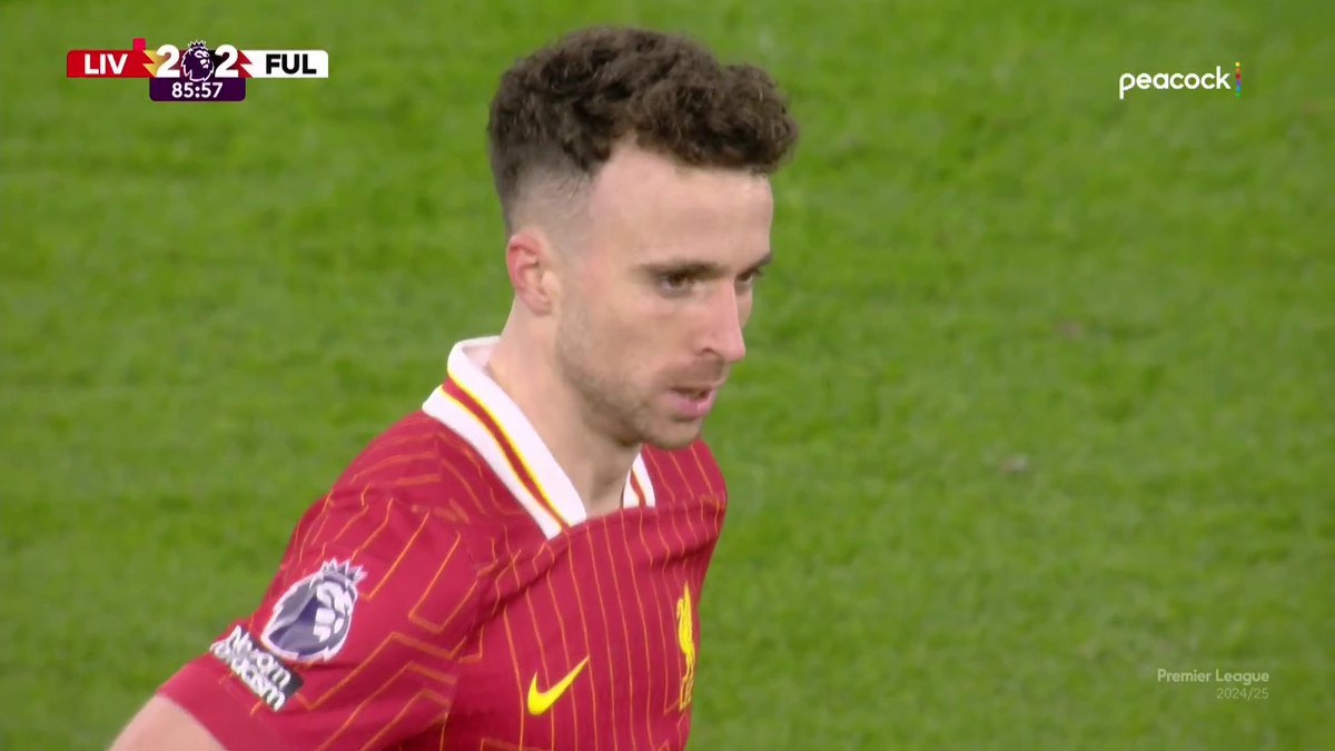DIOGO JOTA. 🎯 CLUTCH goal in the late stages for Liverpool. 📺 Peacock | #LIVFUL