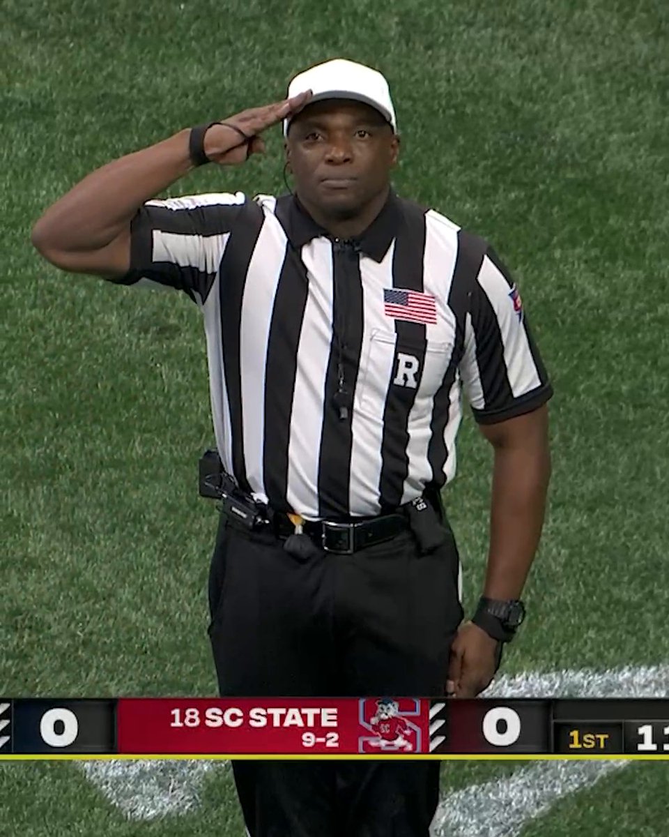 The referee gave a salute to military veterans before making the penalty call 🫡