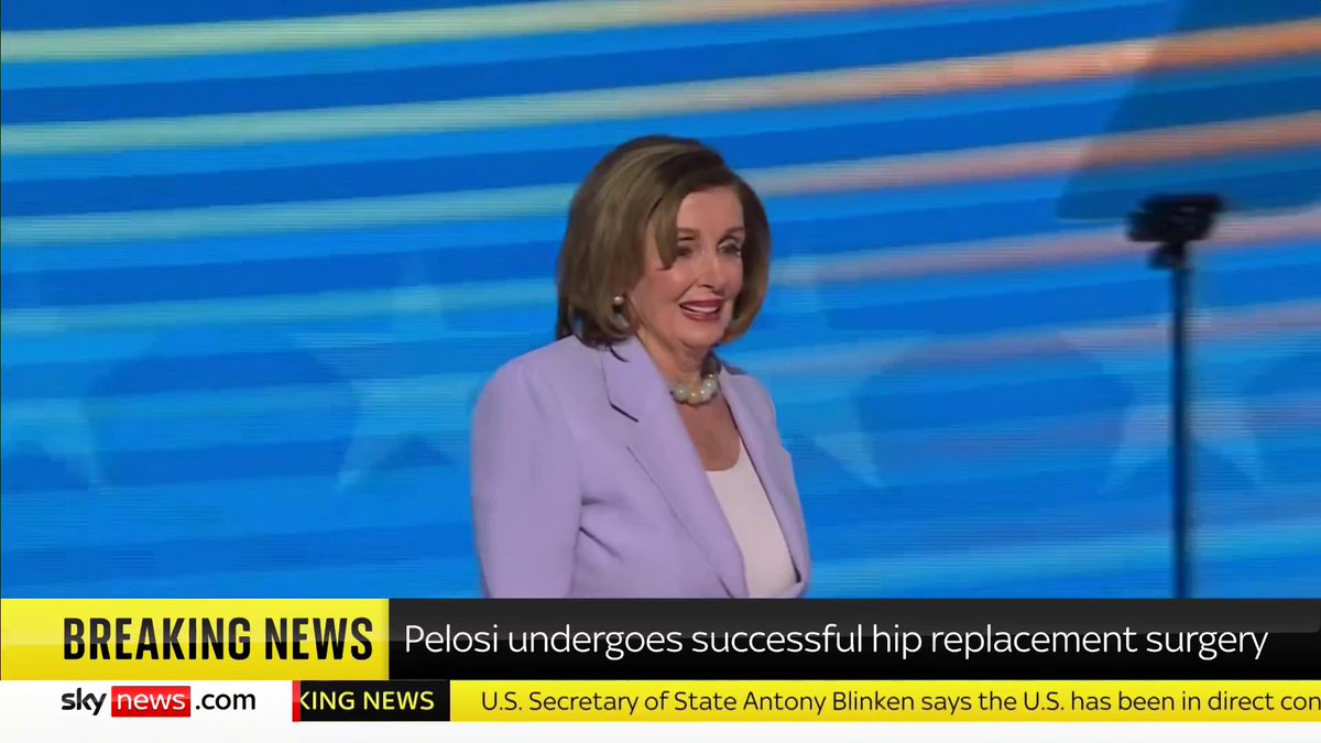 BREAKING: Nancy Pelosi, former speaker of the US House of Representatives, has undergone successful hip replacement surgery. It was reported yesterday that she suffered an injury during a trip to Luxembourg. Latest: 📺 Sky 501, Virgin 602 and YouTube
