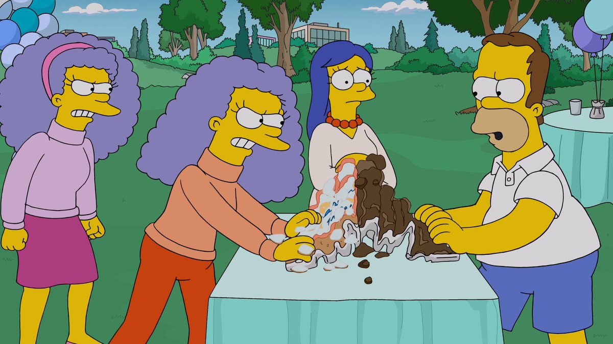 Marge's baby shower was a very peaceful party. Watch a new episode of #TheSimpsons tomorrow night on FOX, next day on Hulu!