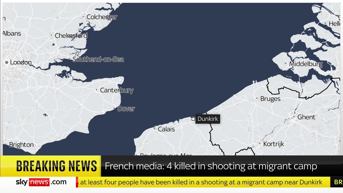 BREAKING: At least four people have been killed in a shooting at a migrant camp near Dunkirk, according to French media. Latest: 📺 Sky 501, Virgin 602, Freeview 233 and YouTube