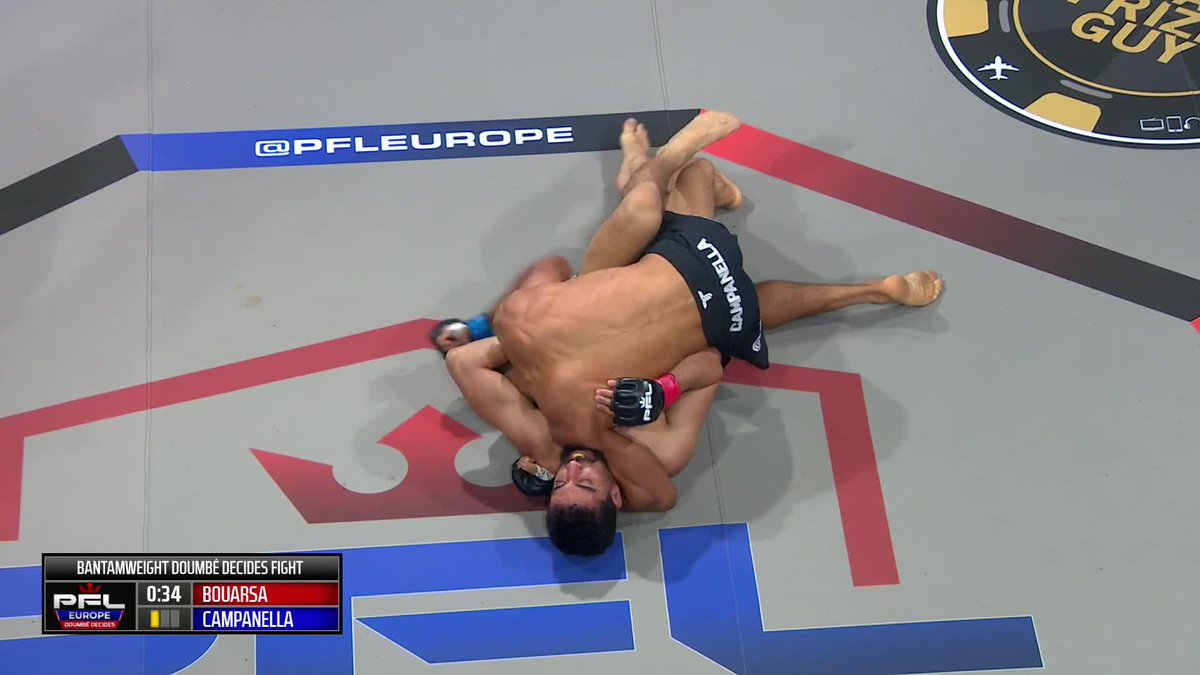 Mahio Campanella finishes the bout with the arm triangle! Cédric Doumbè approves of the skills displayed inside the PFL SmartCage Will he be one of the two PFL contract winners? 🇫🇷 #PFLLyon 🏟️ LDLC Arena 📍 Lyon-Decines, France LIVE NOW
