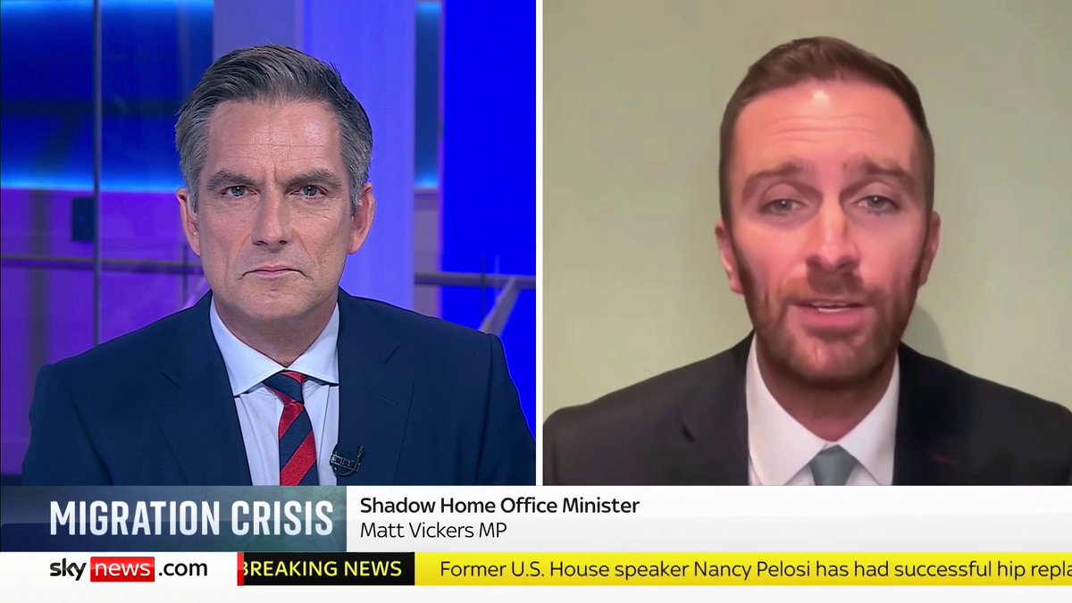 "The only way to stop people getting in those boats is by returning them." Shadow Home Office minister Matt Vickers MP criticises Labour's record on immigration - and defends the previous Tory government's Rwanda scheme. Latest: 📺 Sky 501 and YouTube