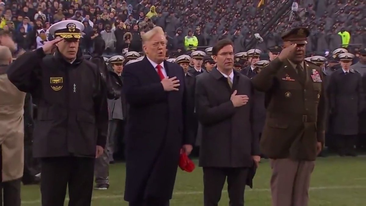 Trump will be on the field again for the National Anthem when he's officially the commander in chief instead of a sky box! This was 2019! It's obvious our military knew they had a leader who adored them! Enlistments will skyrocket after January 20th!