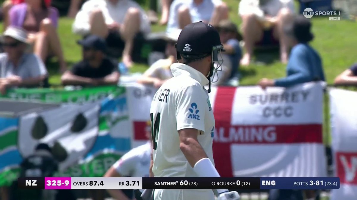 Mitchell Santner finds the gap to hit a four and bring up 1,000 test runs 👏 Watch #NZvENG with TNT Sports and discovery+