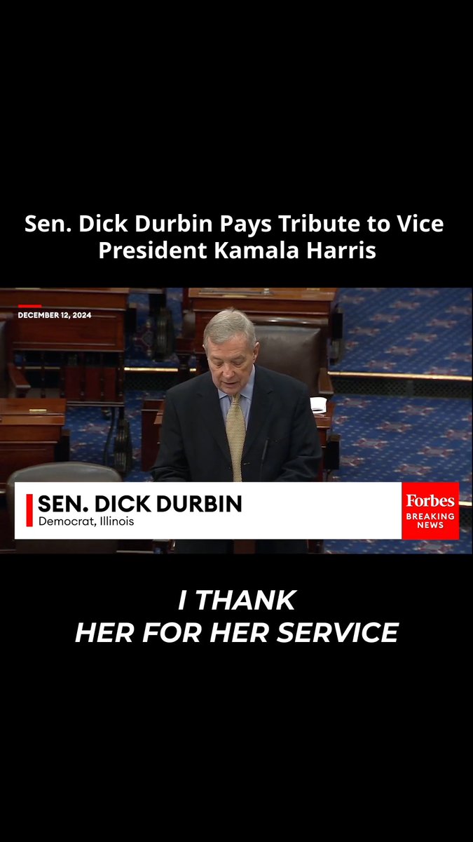Senator Dick Durbin pays tribute to Vice President Kamala Harris.