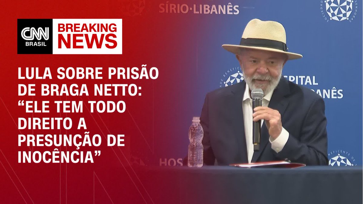 CNN: Lula falou sobre a prisão do general Walter Braga Netto e disse que ele tem todo o direito à presunção de inocência, mas que, se tentou planejar um golpe de Estado, deve ser punido. Já está até na coletiva!! Agora quem foi pra UTI foi o Brasil!!