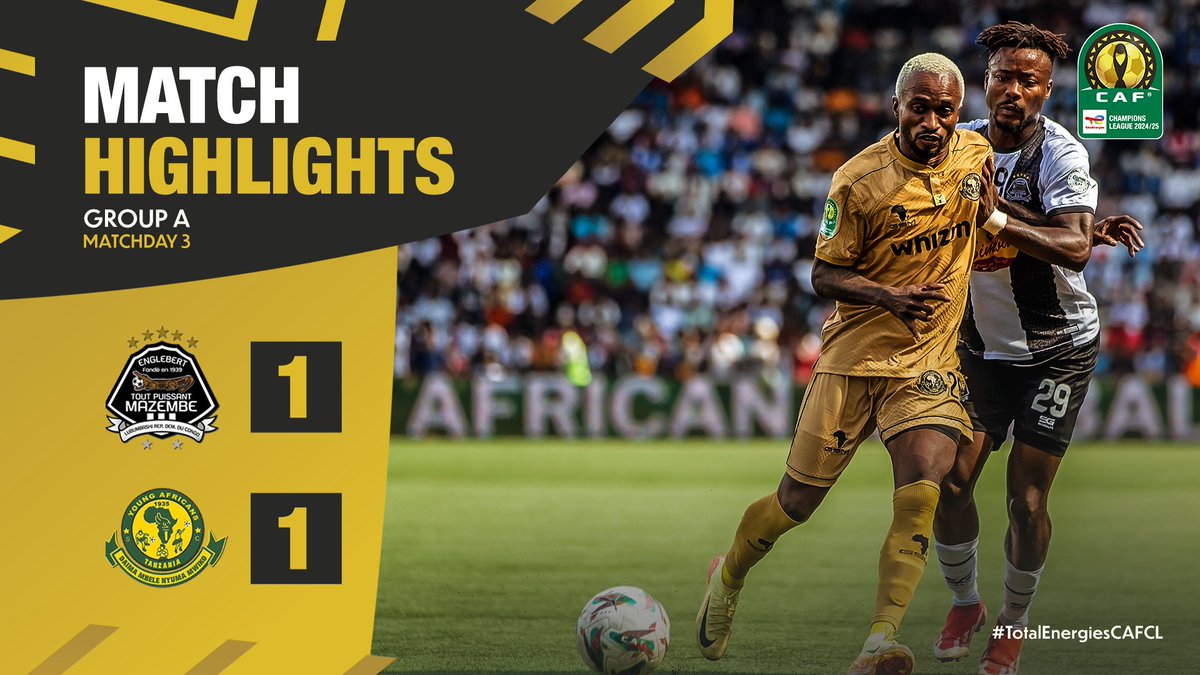 HIGHLIGHTS 📹 ⚽ Young Africans SC ’s Prince Dube comes through with a last-minute goal to secure a 1-1 draw against TP Mazembe. 🌟 #TotalEnergiesCAFCL | Football Together