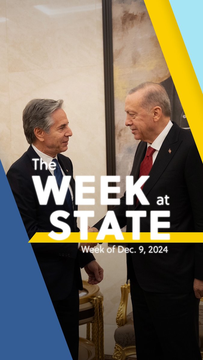 This week at State, Secretary Antony Blinken recognizes Global Anti-Corruption Champions and Human Rights Defenders, former Secretary John Kerry’s official portrait gets unveiled, and the Secretary travels to Jordan and Türkiye, discussing the latest developments in Syria with leaders.