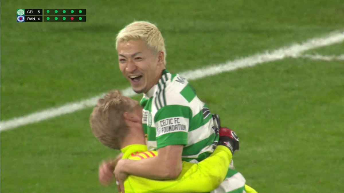The moment Celtic Football Club won it! 🍀 A cup final for the ages won by Daizen Maeda in a penalty shootout 👏 #PremierSportsCup | SPFL