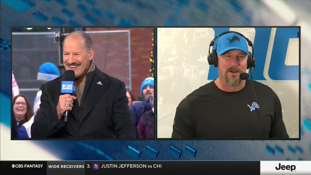 Dan Campbell to the CBS crew in Detroit: "You guys are all wearing jackets. If you took your jackets off, you'd be gritty." 🤣🤣🤣🤣