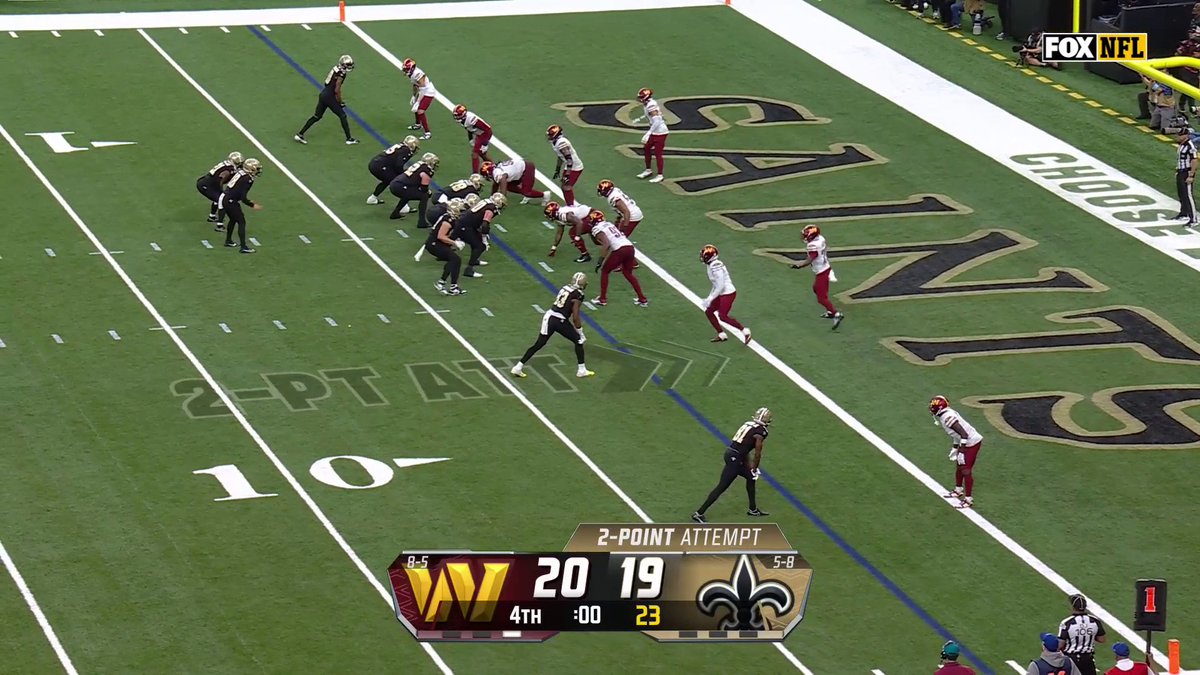 WOW... The Saints scored a TD with ZERO seconds left to get within a point of Washington! They go for two and the win and...