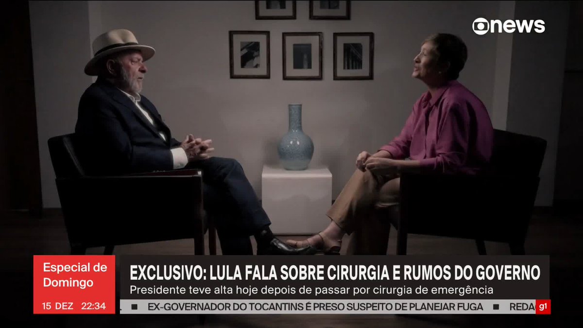 "Estou me sentindo como um cara protegido por Deus", diz Lula após cirurgia na cabeça. Presidente falou com exclusividade ao Fantástico. ➡ Assista à #GloboNews: #EspecialDeDomingo
