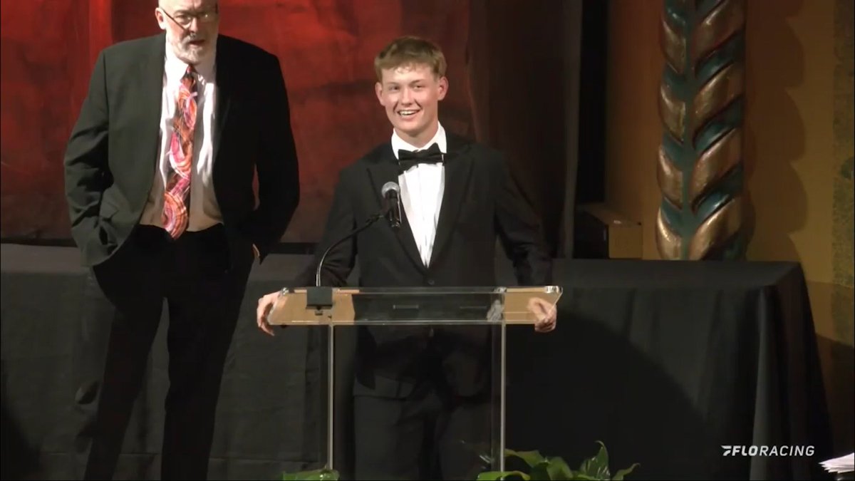 Just a kid who wants to make it. After enduring the lowest of lows 3 years ago, Daison Pursley reached an all-time high in 2024. His USAC NOS Energy Drink National Midget championship season ranks among the greatest comebacks of all-time. He spoke about it at the banquet. 👇