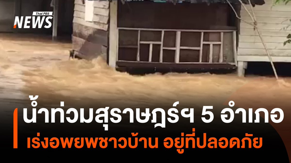 จ.สุราษฎร์ธานี มีน้ำท่วม 5 อำเภอ ต้องเร่งอพยพประชาชนไปอยู่สถานที่ปลอดภัย เนื่องจากระดับน้ำที่ท่วมสูงกว่า 1 เมตร น้ำไหลเชี่ยวแรง ถนนเข้าออกหมู่บ้านถถูกตัดขาด #น้ำท่วม #น้ำท่วม2567 #น้ำท่วมภาคใต้ #น้ำท่วมสุราษฎร์ธานี #ฝนตกหนัก #ข่าวไทยพีบีเอส #ข่าวที่คุณวางใจ #ThaiPBSnews