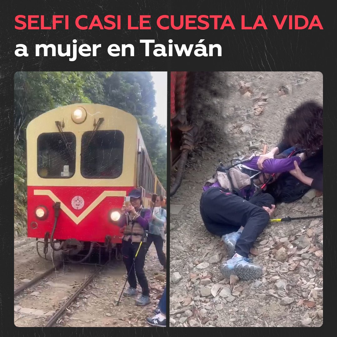 🤳🚃Mujer atropellada por tren en Taiwán mientras se tomaba una selfi En un parque nacional de Taiwán, un tren atropelló a una mujer que se tomaba fotos en las vías, a pesar de estar prohibido. La turista resultó herida y recibirá una multa de 300 y 1.540 dólares.