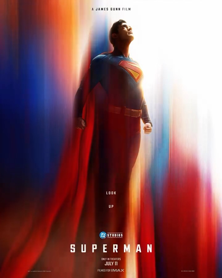 The first poster for James Gunn's #Superman - in theaters July 11.