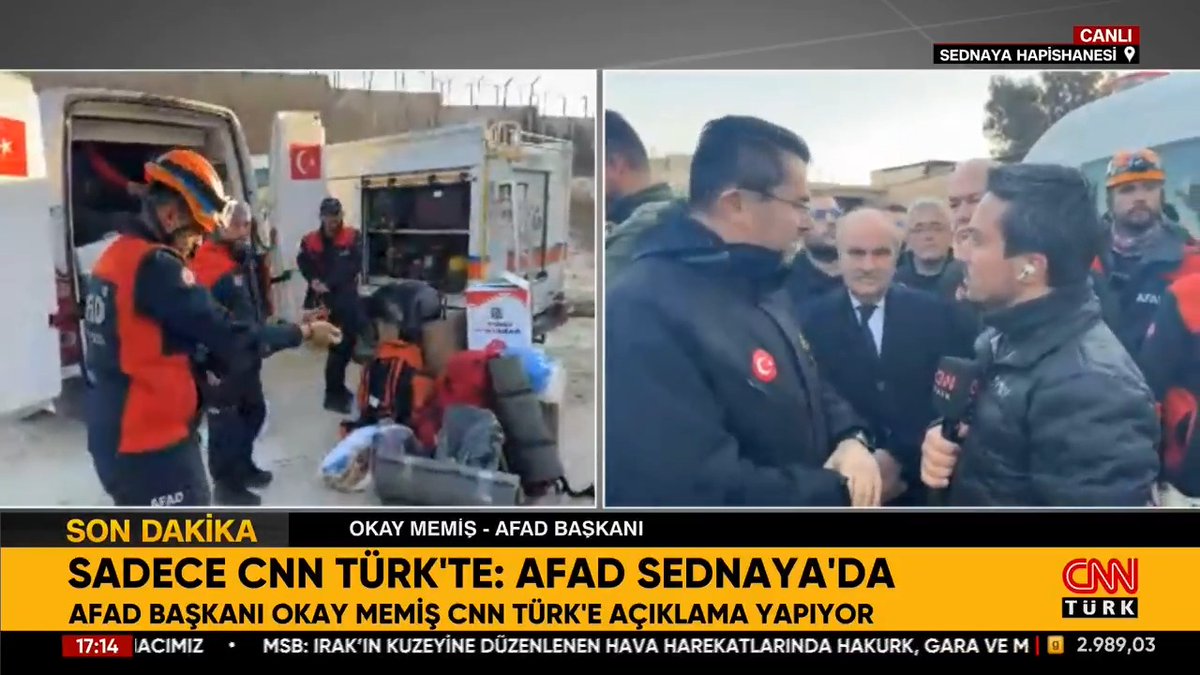 AFAD Sednaya'da: AFAD Başkanı Okay Memiş CNN TÜRK'e önemli açıklamalarda bulundu.