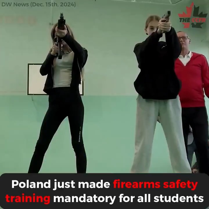 #WATCH: Poland has made firearms training mandatory for all students. Principal Ewa Golinska, from Skarszewy, said lessons include safely "assembling and operating" firearms. "With the state of the world today, I think this type of training is very valuable," she said. #cdnpoli