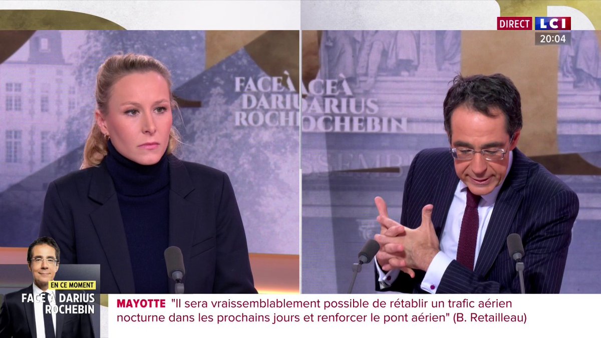 🗣️ "Ce n'est pas la censure qui fait qu'aujourd'hui mes deux filles sont nées avec 43.000 euros de dette sur la tête" lance la députée européenne et présidente d' "Identité-Libertés", Marion Maréchal, invitée de Darius Rochebin