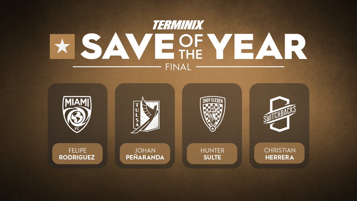 Guess what? You 🫵 get to decide who wins the Terminix Save of the Year, so vote now! ▪️ Felipe Rodriguez, Miami FC ▪️ Johan Peñaranda, FC Tulsa ▪️ Hunter Sulte, Indy Eleven ▪️ Christian Herrera, Switchbacks FC 🗳️