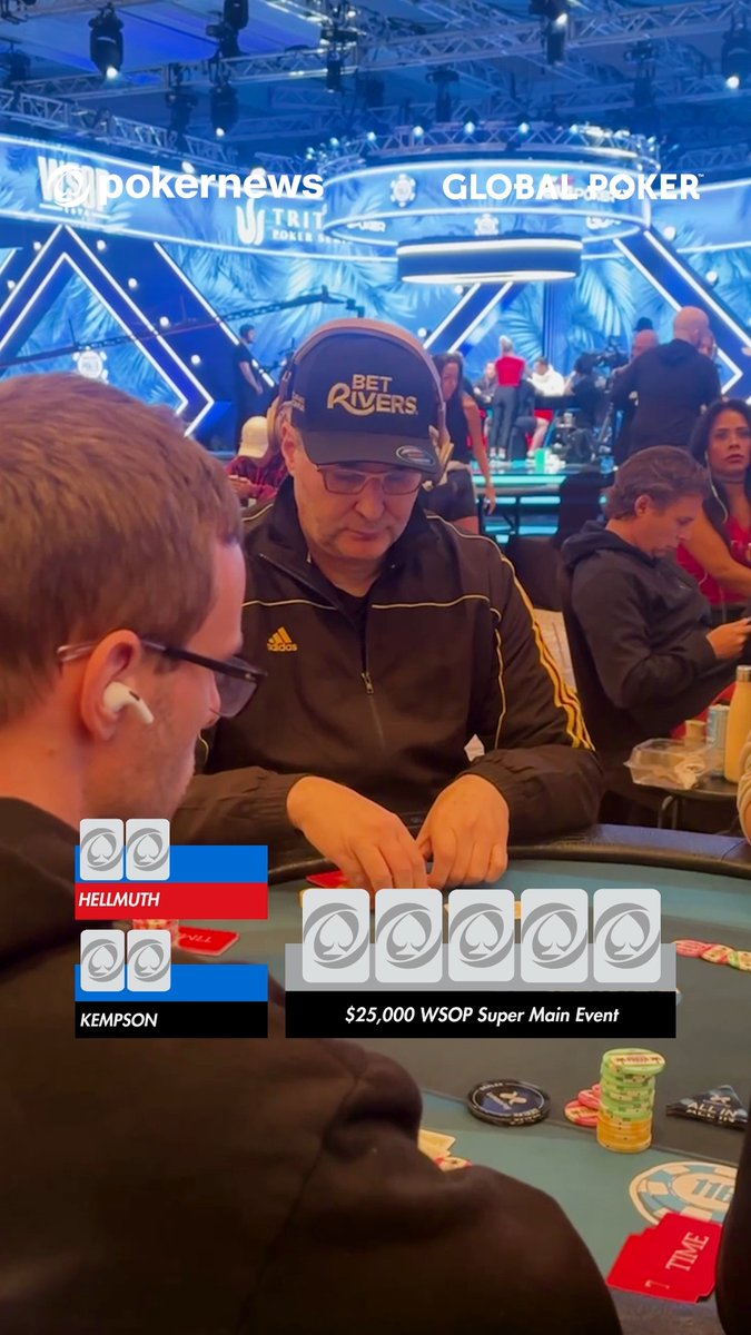 🛑 phil_hellmuth FINDS HIMSELF AT RISK with an interesting hand? ...In the WSOP - World Series of Poker $25,000 Super Main Event.. BUT the flop is a SPICY ONE! Can he survive or is it showers?