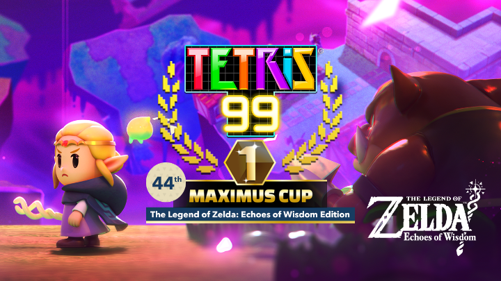 The #Tetris99 44th MAXIMUS CUP event will run from 12/19 at 11:00pm PT to 12/23 at 10:59pm PT! Accumulate a total of 100 event points to unlock a new theme, featuring art, music, and Tetrimino designs inspired by The Legend of #Zelda: #EchoesofWisdom! Tetris