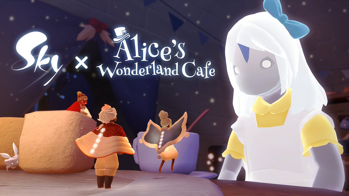 12/23から1/13まで、魔法に満ちた『Sky × 不思議の国のアリスカフェ』がオープンします! カレンダーに印をつけて、この特別なイベントに遅れないように🐇 詳細はブログをご確認くださいね👉 #thatskygame #SkyxWonderland #不思議の国のアリス