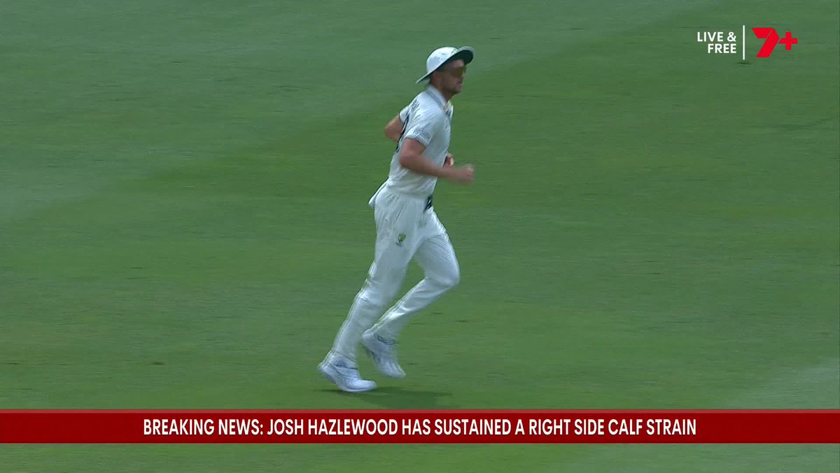 Josh Hazlewood's calf strain will keep him out of the rest of the Test... And he is likely to miss the remainder of the series 😮 (via @plalor) #AUSvIND