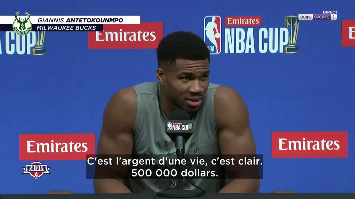 🎙️ Le beau discours de Giannis Antetokounmpo sur l'argent dans le basket et la récompense de la NBA Cup 👏🏀 #NBAextra