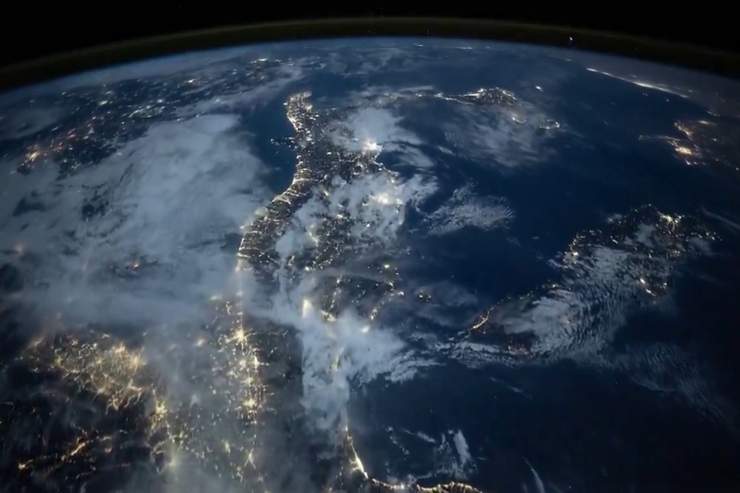 This time-lapse video begins above a cloudy Europe as the city lights begin to sparkle, crosses the Mediterranean, orbits above the Nile, then soars over an Indian Ocean cyclone into a sunrise. 🌍🌀🌞
