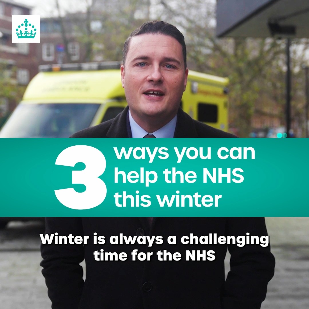 Everyone has a role to play in helping the NHS get through a difficult winter ❄️ Wes Streeting highlights three things you can do 👇 More info: